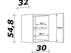 Outlet Küchen-Oberschrank Morena 30cm Basaltgrau matt-San Remo Eiche Küchenschränke