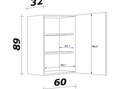 Discount Küchen-Oberschrank Cara 60x 89cm Artisan Eiche Nachbildung Küchenschränke