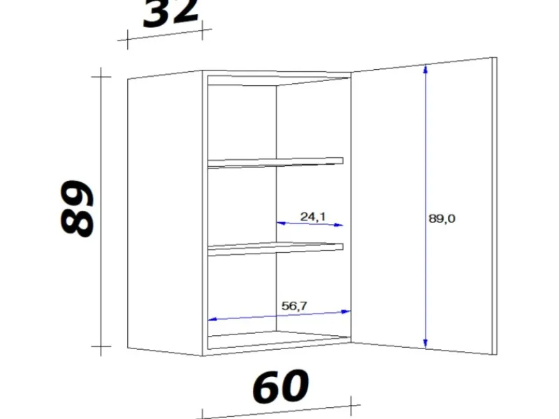 Discount Küchen-Oberschrank Cara 60x 89cm Artisan Eiche Nachbildung Küchenschränke