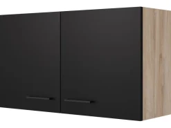 Flex-Well Exclusiv Küchenschränke<Küchen-Oberschrank Capri 100 cm Schwarz Matt-Endgrain Oak