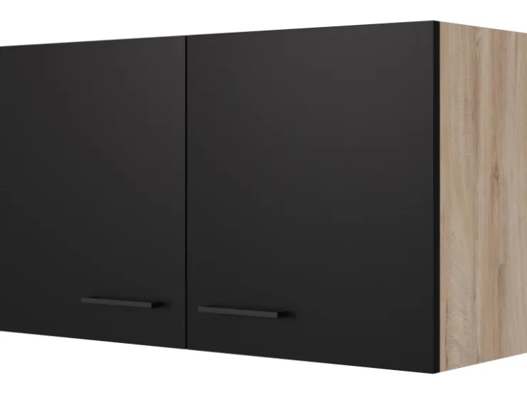 Flex-Well Exclusiv Küchenschränke<Küchen-Oberschrank Capri 100 cm Schwarz Matt-Endgrain Oak