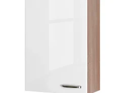 Flex-Well Exclusiv Küchenschränke<Küchen-Oberschrank Valero 60x89cm Hochglanz Weiß-Sonoma Eiche
