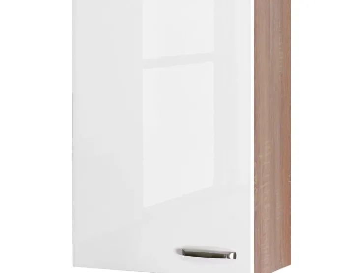 Flex-Well Exclusiv Küchenschränke<Küchen-Oberschrank Valero 60x89cm Hochglanz Weiß-Sonoma Eiche