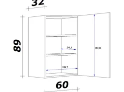 Outlet Küchen-Oberschrank groß Morena 60x89cm Basaltgrau-San Remo Küchenschränke