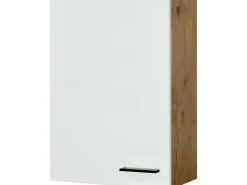 Outlet Flex-Well Exclusiv Küchen-Oberschrank Valero 40x55cm Hochglanz Weiß-Sonoma Eiche