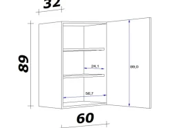 Outlet Flex-Well Exclusiv Küchen-Oberschrank Valero 40x55cm Hochglanz Weiß-Sonoma Eiche