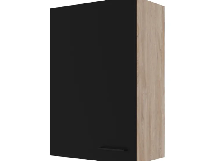 Flex-Well Exclusiv Küchenschränke<Küchen-Oberschrank Capri 60x 89cm Schwarz Matt-Endgrain Oak