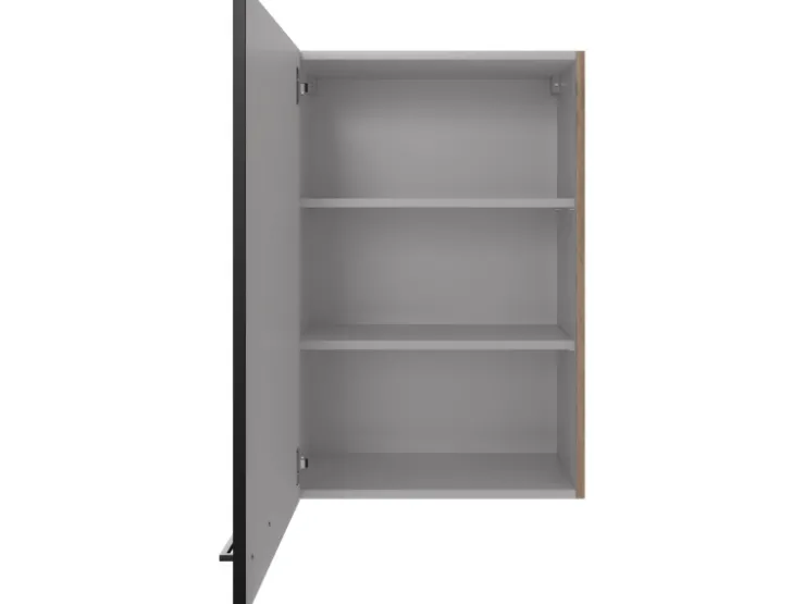 Flex-Well Exclusiv Küchenschränke<Küchen-Oberschrank Capri 60x 89cm Schwarz Matt-Endgrain Oak