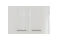 Flex-Well Exclusiv Küchenschränke<Küchen-Oberschrank Lund 80x55cm Lichtgrau glänzend-Rauchgrau
