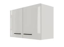 Flex-Well Exclusiv Küchenschränke<Küchen-Oberschrank Lund 80x55cm Lichtgrau glänzend-Rauchgrau