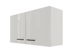 Flex-Well Exclusiv Küchenschränke<Küchen-Oberschrank Lund 100x55cm Lichtgrau glänzend-Rauchgrau
