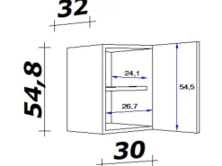 Flex-Well Exclusiv Küchenschränke<Küchen-Oberschrank Valero 30x55cm Hochglanz Weiß-Sonoma Eiche
