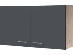 Discount Küchen-Oberschrank Morena 100cm Basaltgrau-San Remo Eiche Küchenschränke