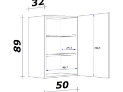 Best Küchen-Oberschrank groß Morena 50x89cm Basaltgrau-San Remo Küchenschränke