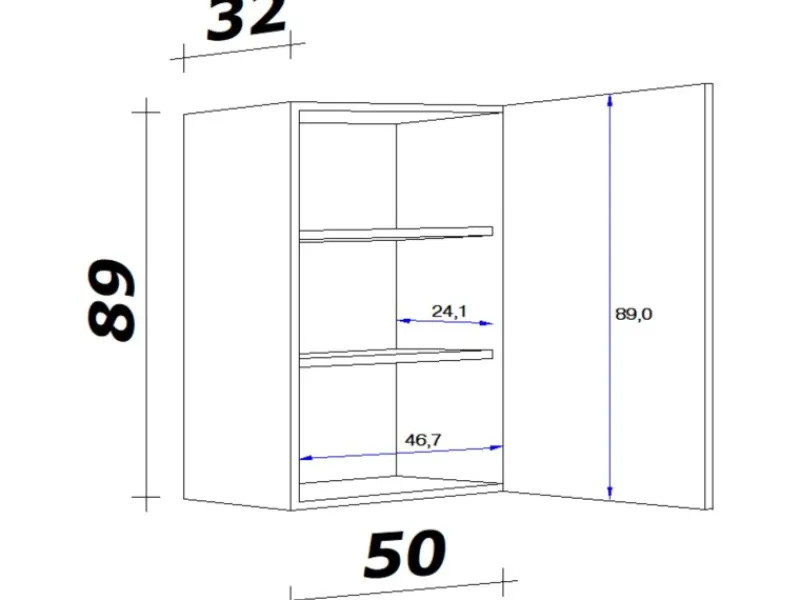 Best Küchen-Oberschrank groß Morena 50x89cm Basaltgrau-San Remo Küchenschränke