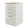 Flex-Well Exclusiv Küchenschränke<Küchen-Schubkastenschrank Lund 50cm Lichtgrau glänzend
