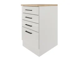Flex-Well Exclusiv Küchenschränke<Küchen-Schubkastenschrank Lund 50cm Lichtgrau glänzend