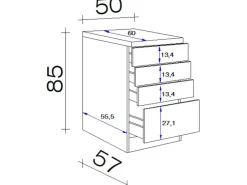 Flex-Well Exclusiv Küchenschränke<Küchen-Schubkasten-Unterschrank Vintea 50cm Magnolie-L.