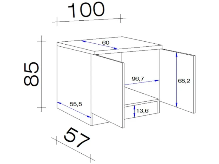 Flex-Well Exclusiv Küchenschränke<Küchen-Spülenschrank DSPU Cara 100cm Schilfgrün-Artisan Eiche