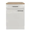 Clearance Flex-Well Exclusiv Küchen-Unterschrank Lund 60 cm Lichtgrau glänzend-Rauchgrau
