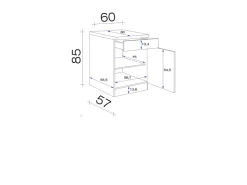 Clearance Flex-Well Exclusiv Küchen-Unterschrank Lund 60 cm Lichtgrau glänzend-Rauchgrau