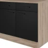 Flex-Well Exclusiv Küchen-Unterschrank Capri 100 cm Schwarz Matt-Endgrain Oak