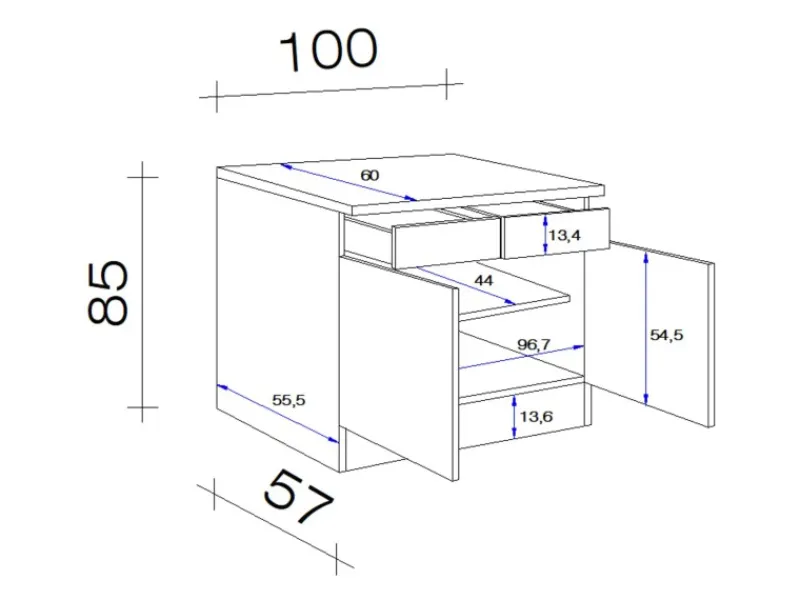 Online Küchen-Unterschrank Cara 100 cm Schilfgrün matt Artisan Eiche Küchenschränke