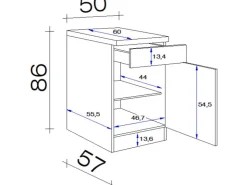Flex-Well Exclusiv Küchenschränke<Küchen-Unterschrank Orlando 50 cm Kaschmir Glanz-Sonoma Eiche