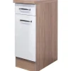 Clearance Küchen-Unterschrank Valero 30 cm Hochglanz Weiß-Sonoma Eiche Küchenschränke