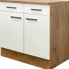 Flex-Well Exclusiv Küchen-Unterschrank Vintea 80 cm Magnolie matt - Lancelot Oak