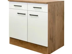 Flex-Well Exclusiv Küchen-Unterschrank Vintea 80 cm Magnolie matt - Lancelot Oak