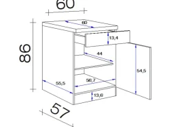 Flex-Well Exclusiv Küchen-Unterschrank Orlando 60 cm Kaschmir Glanz-Sonoma Eiche