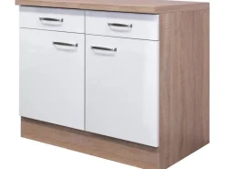 New Küchen-Unterschrank Orlando 40 cm Kaschmir Glanz-Sonoma Eiche Küchenschränke