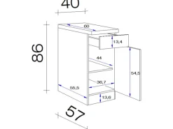 New Küchen-Unterschrank Orlando 40 cm Kaschmir Glanz-Sonoma Eiche Küchenschränke