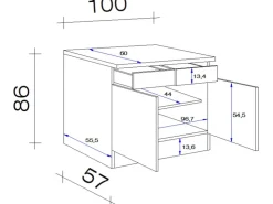 Flex-Well Exclusiv Küchenschränke<Küchen-Unterschrank Orlando 100cm Kaschmir Glanz-Sonoma Eiche