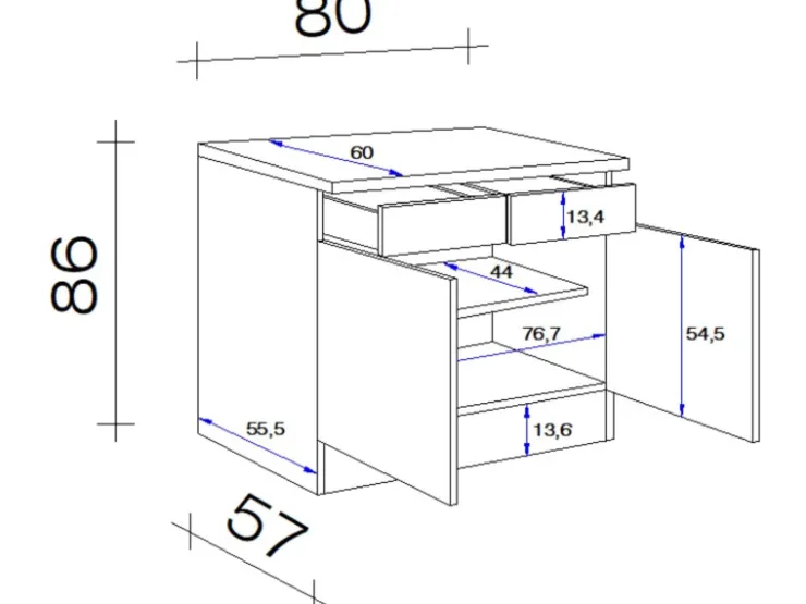 Flex-Well Exclusiv Küchenschränke<Küchen-Unterschrank Orlando 80 cm Kaschmir Glanz-Sonoma Eiche