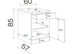 Outlet Flex-Well Exclusiv Küchen-Unterschrank Morena 60cm Basaltgrau-San Remo Eiche