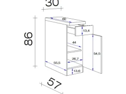 Flex-Well Exclusiv Küchenschränke<Küchen-Unterschrank Orlando 30 cm Kaschmir Glanz-Sonoma Eiche