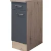 Flex-Well Exclusiv Küchen-Unterschrank Morena 30cm Basaltgrau-San Remo Eiche