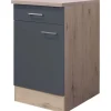 Flex-Well Exclusiv Einbauküchen|Küchenschränke<Küchen-Unterschrank Morena 50cm Basaltgrau-San Remo Eiche