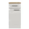 Flex-Well Exclusiv Einbauküchen|Küchenschränke<Küchen-Unterschrank Lund 40 cm Lichtgrau glänzend-Rauchgrau