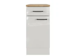 Flex-Well Exclusiv Einbauküchen|Küchenschränke<Küchen-Unterschrank Lund 40 cm Lichtgrau glänzend-Rauchgrau