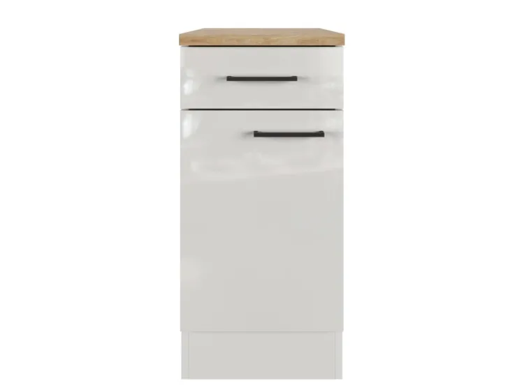 Flex-Well Exclusiv Einbauküchen|Küchenschränke<Küchen-Unterschrank Lund 40 cm Lichtgrau glänzend-Rauchgrau