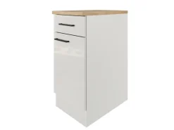 Flex-Well Exclusiv Einbauküchen|Küchenschränke<Küchen-Unterschrank Lund 40 cm Lichtgrau glänzend-Rauchgrau