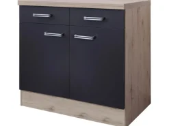Outlet Küchen-Unterschrank Lara 80 cm -San Remo Eiche Pantryküchen|Einbauküchen