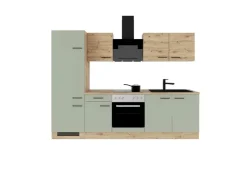 Flex-Well Exclusiv Einbauküchen<Küchenzeile Cara 270 cm Schilfgrün matt - Artisan Eiche
