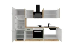 Flex-Well Exclusiv Einbauküchen<Küchenzeile Cara 270 cm Schilfgrün matt - Artisan Eiche