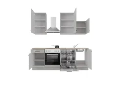 Flex-Well Exclusiv Einbauküchen<Küchenzeile 1701-016 Lund 220 cm Lichtgrau glänzend-Rauchgrau