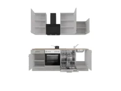 Flex-Well Exclusiv Einbauküchen<Küchenzeile 1701-017 Lund 220 cm Lichtgrau glänzend-Rauchgrau