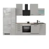 Outlet Flex-Well Exclusiv Küchenzeile Lund 310 cm Lichtgrau glänzend-Rauchgrau